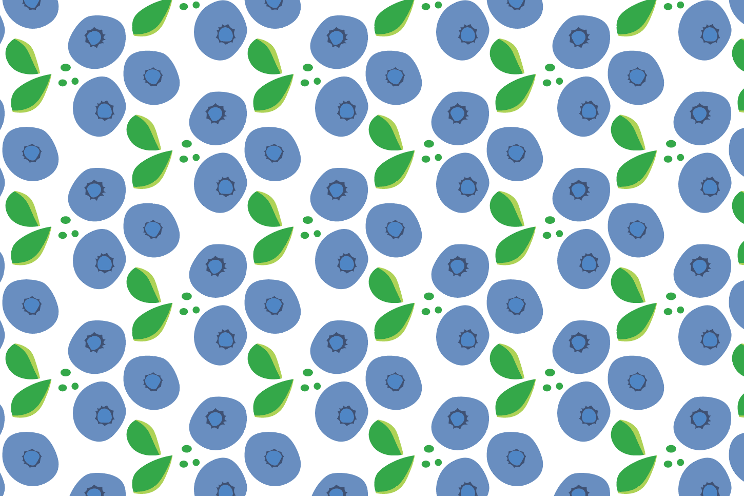 Pattern of blueberries with leaves.